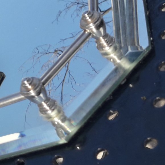 Vanity Mirror Vintage Trey Silver Handles Octagon Shape Mirrored Tray Art Deco - Picture 4 of 14